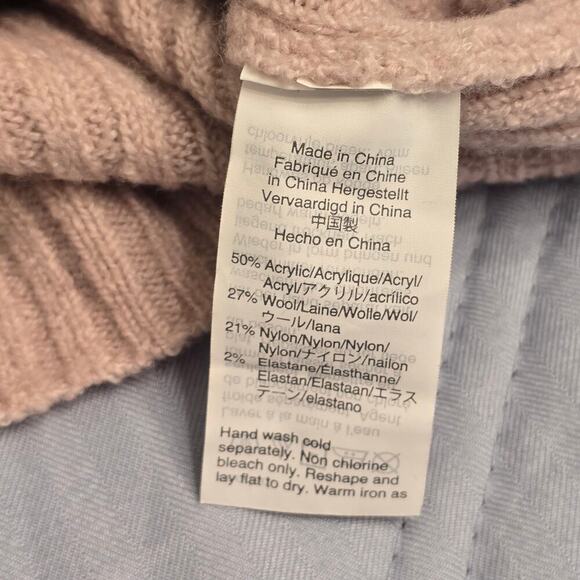 Madewell Pale Pink Wool Blend Ribbed Sweater Sz S Crew Neck Soft Flared Sleeves - Picture 7 of 8